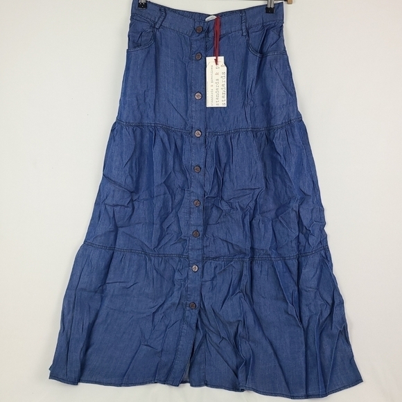 NEW Standards and Practices Hannah Denim Tencel Maxi Peasant Skirt Sz 29 NWT $84 - Picture 5 of 10